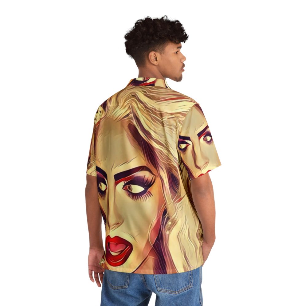 Alyssa Edwards Hawaiian Shirt with Floral Pattern - Flat lay