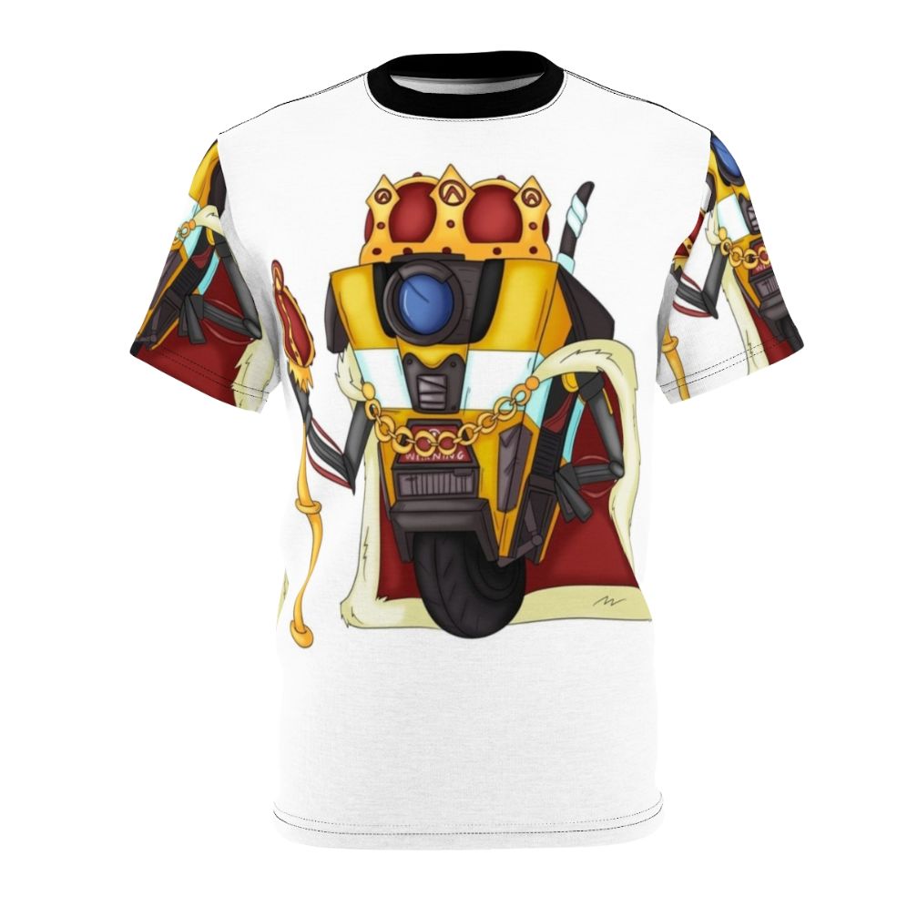 Borderlands-inspired t-shirt featuring the iconic Claptrap robot character