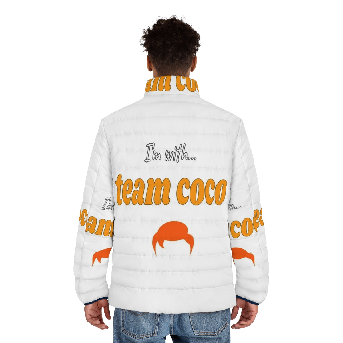 Team Coco Puffer Jacket with Thick Font and 4Eights Design - men back