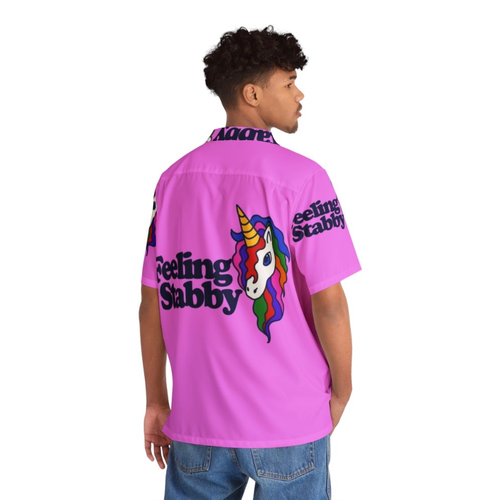 Feeling Stabby Sassy Hawaiian Shirt with Unicorns - People Back