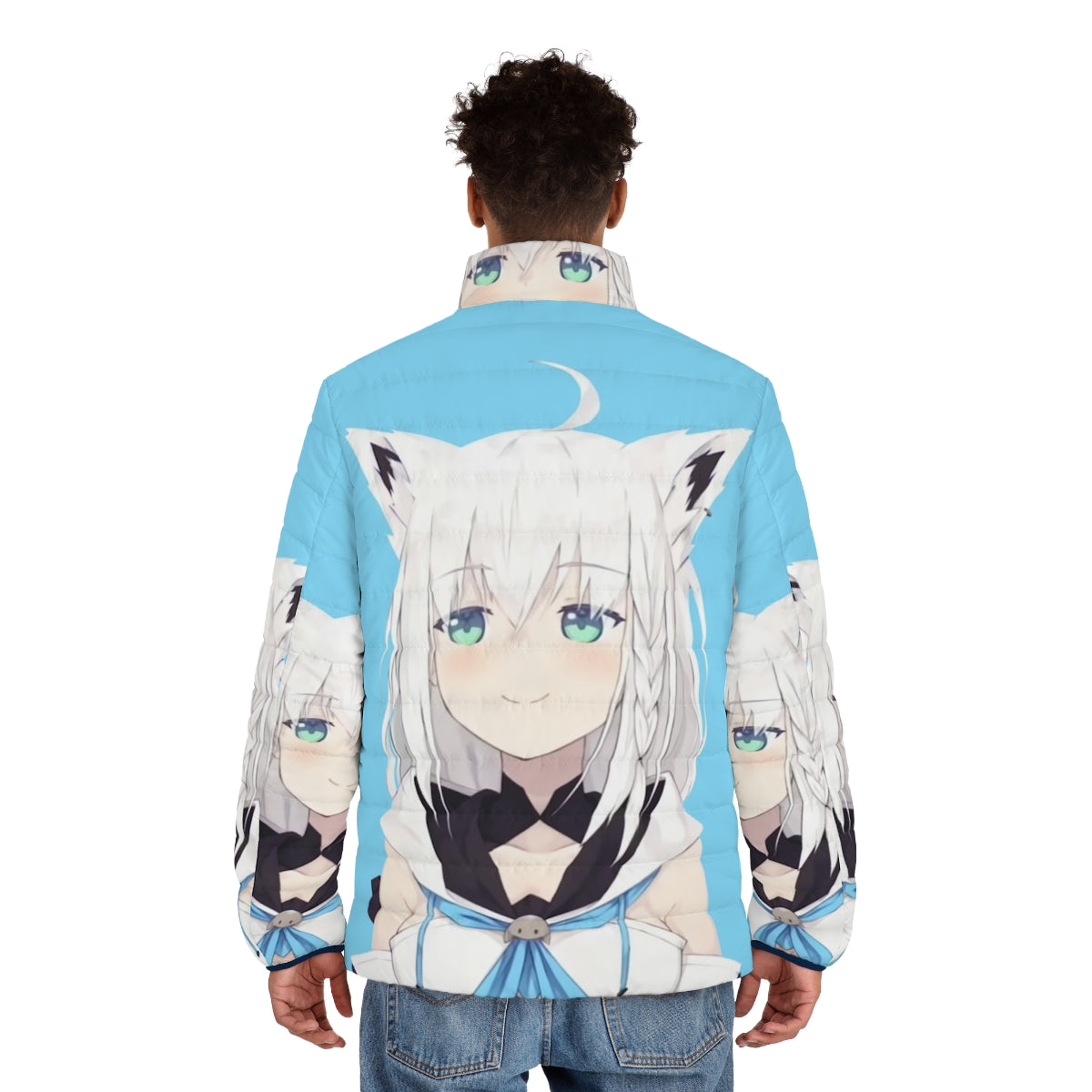 Shirakami Fubuki Smug Hololive Vtuber Puffer Jacket - men back