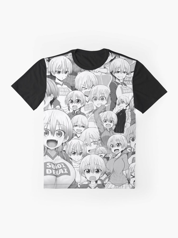 Uzaki-chan anime character collage graphic design t-shirt - Flat lay