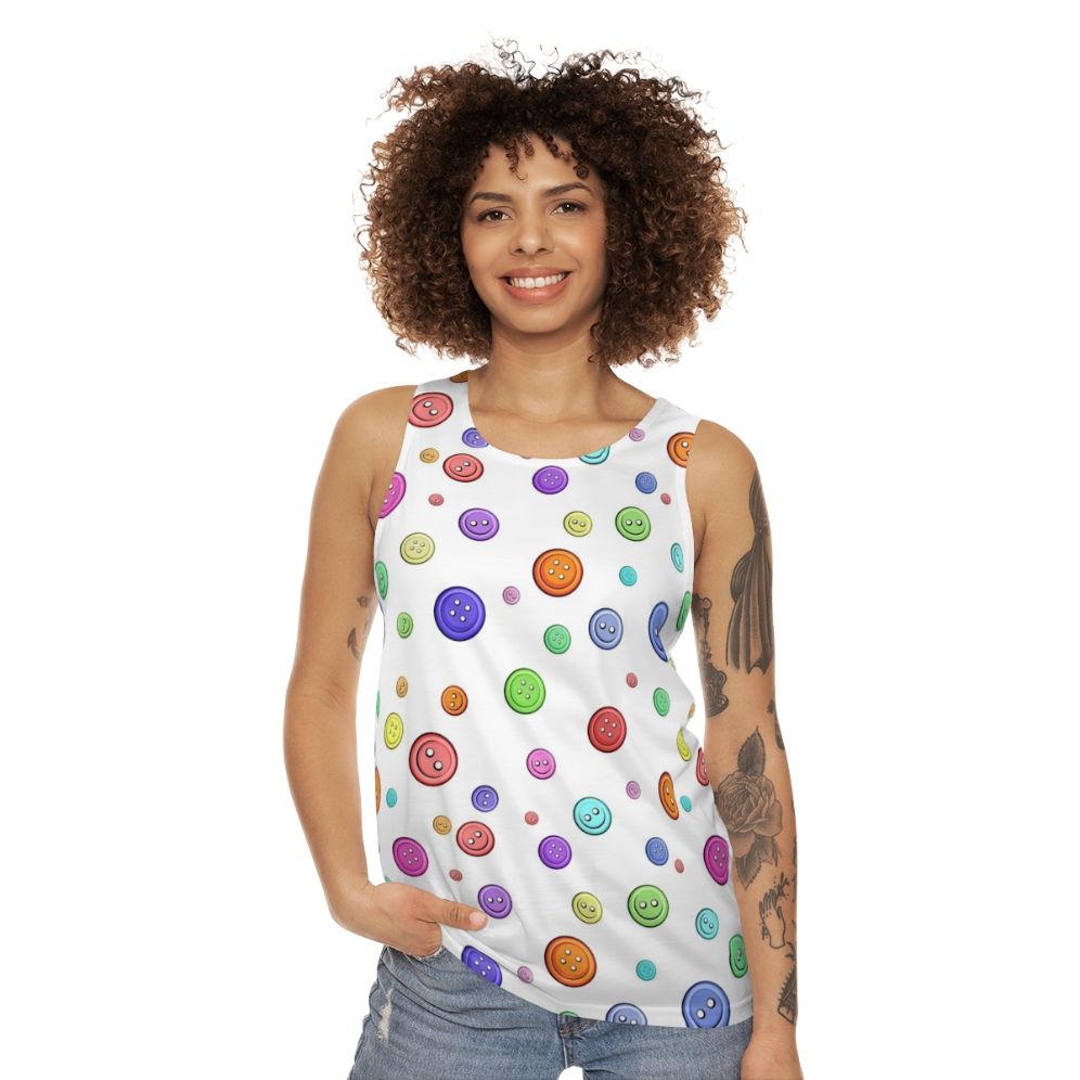 Button pattern unisex sewing hobbies tank top - women