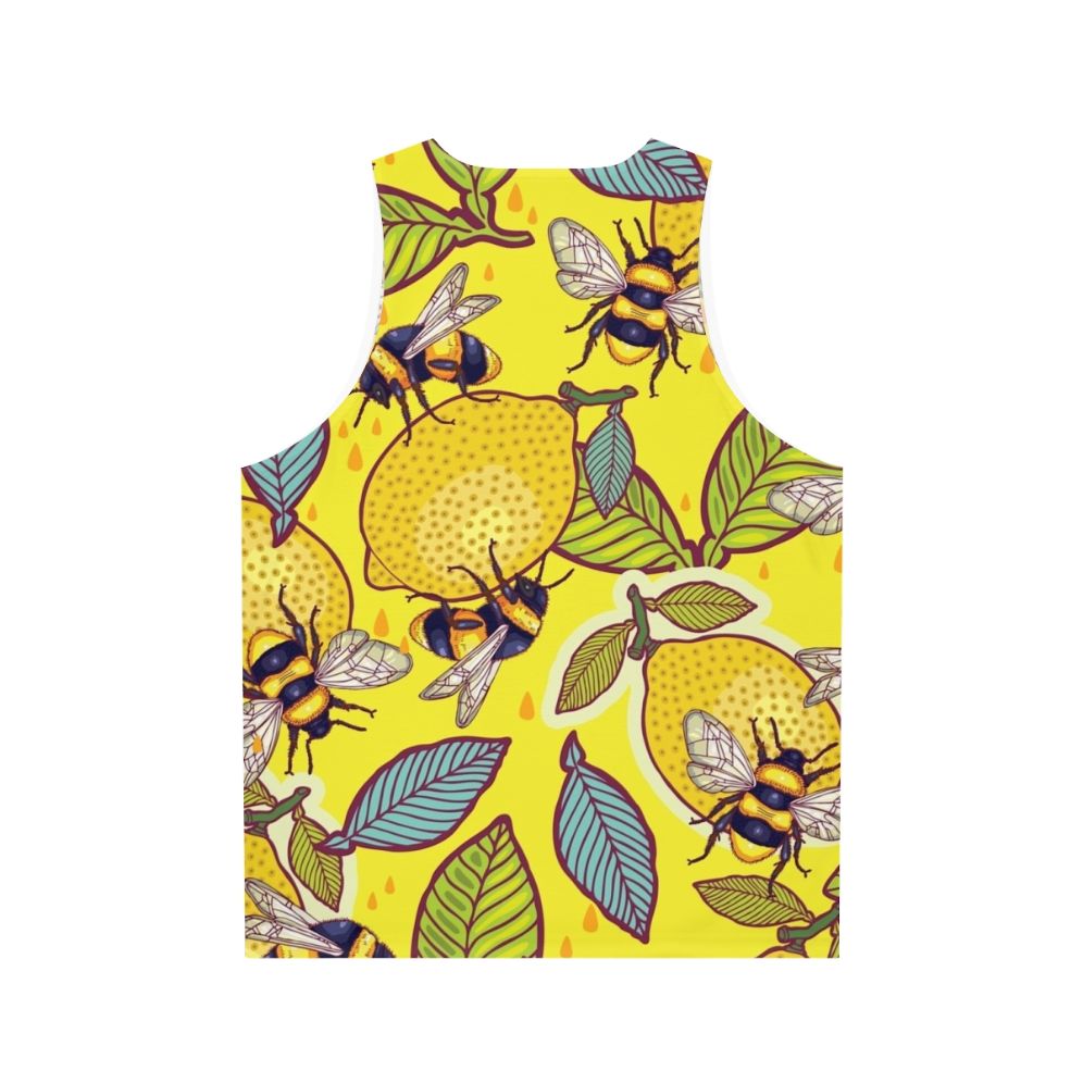 Yellow Lemon and Bee Garden Unisex Tank Top - Back