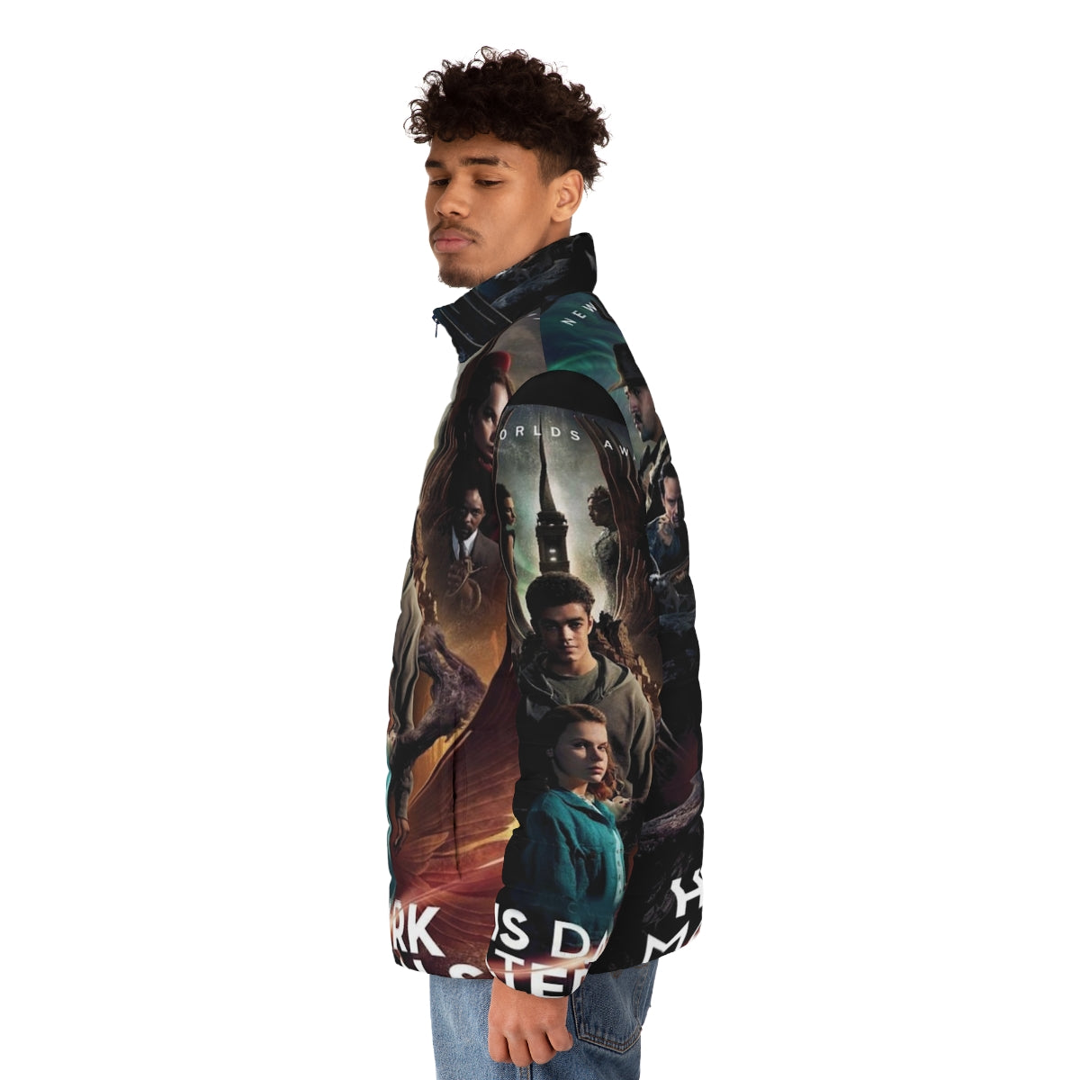 His Dark Materials inspired fantasy puffer jacket - men side left