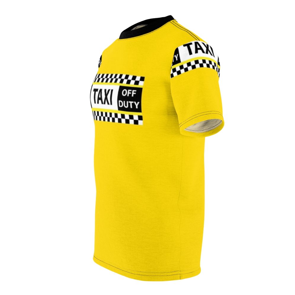 Unisex t-shirt featuring a stylish design inspired by the iconic New York City yellow taxi cabs - men left