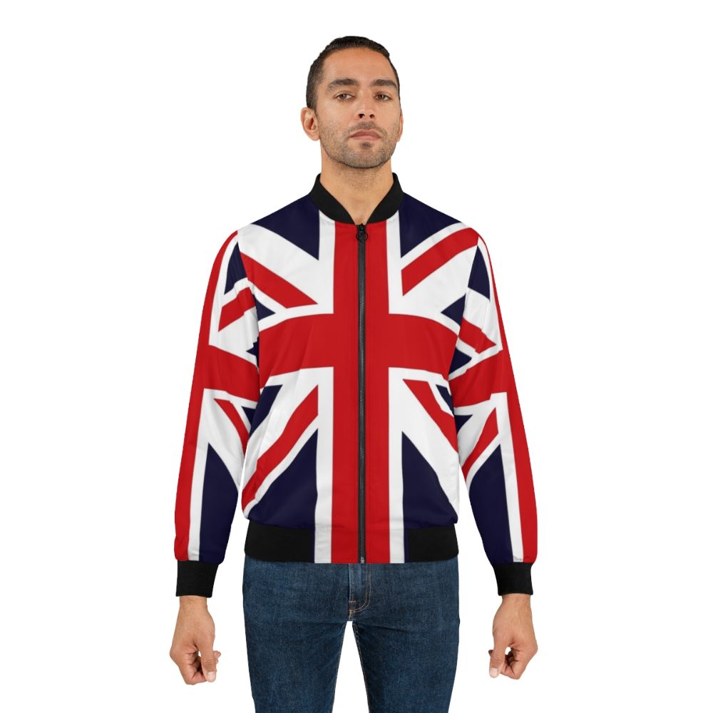 Union Jack British Punk Bomber Jacket with Rose Graphic - Lifestyle