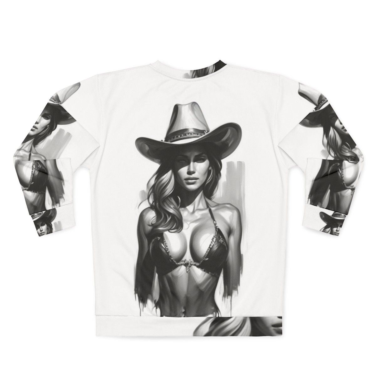 Cowgirl Sweatshirt Featuring Beautiful Woman - Back