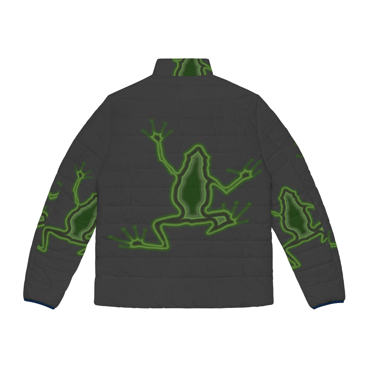 Frog puffer jacket featuring a colorful abstract design of a legendary animal - Back