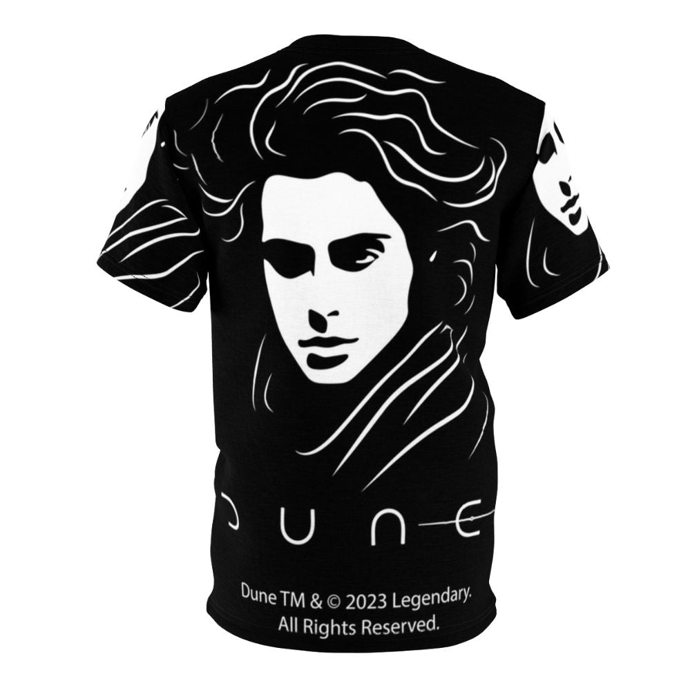 Paul Atreides from the Dune universe featured on an all-over print t-shirt - Back