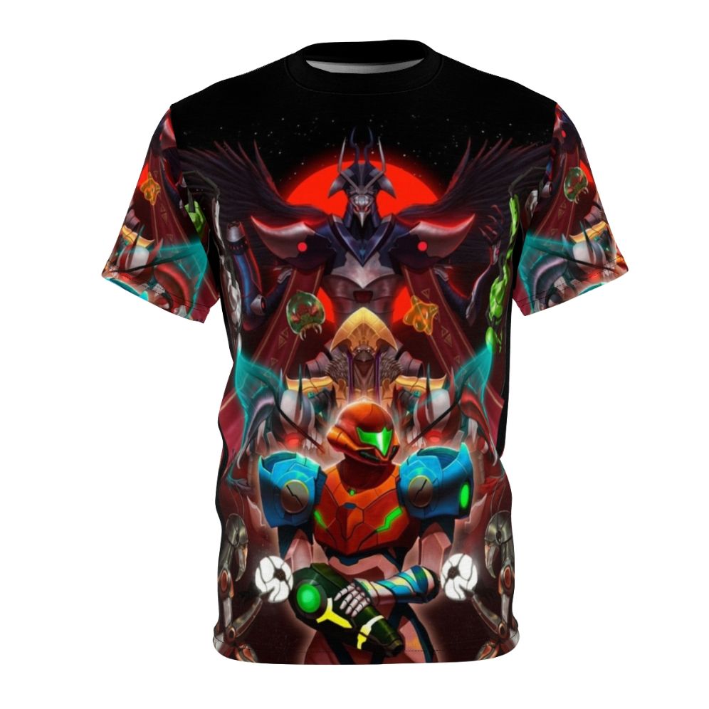 Metroid Dread-inspired artwork printed on a high-quality t-shirt for video game fans