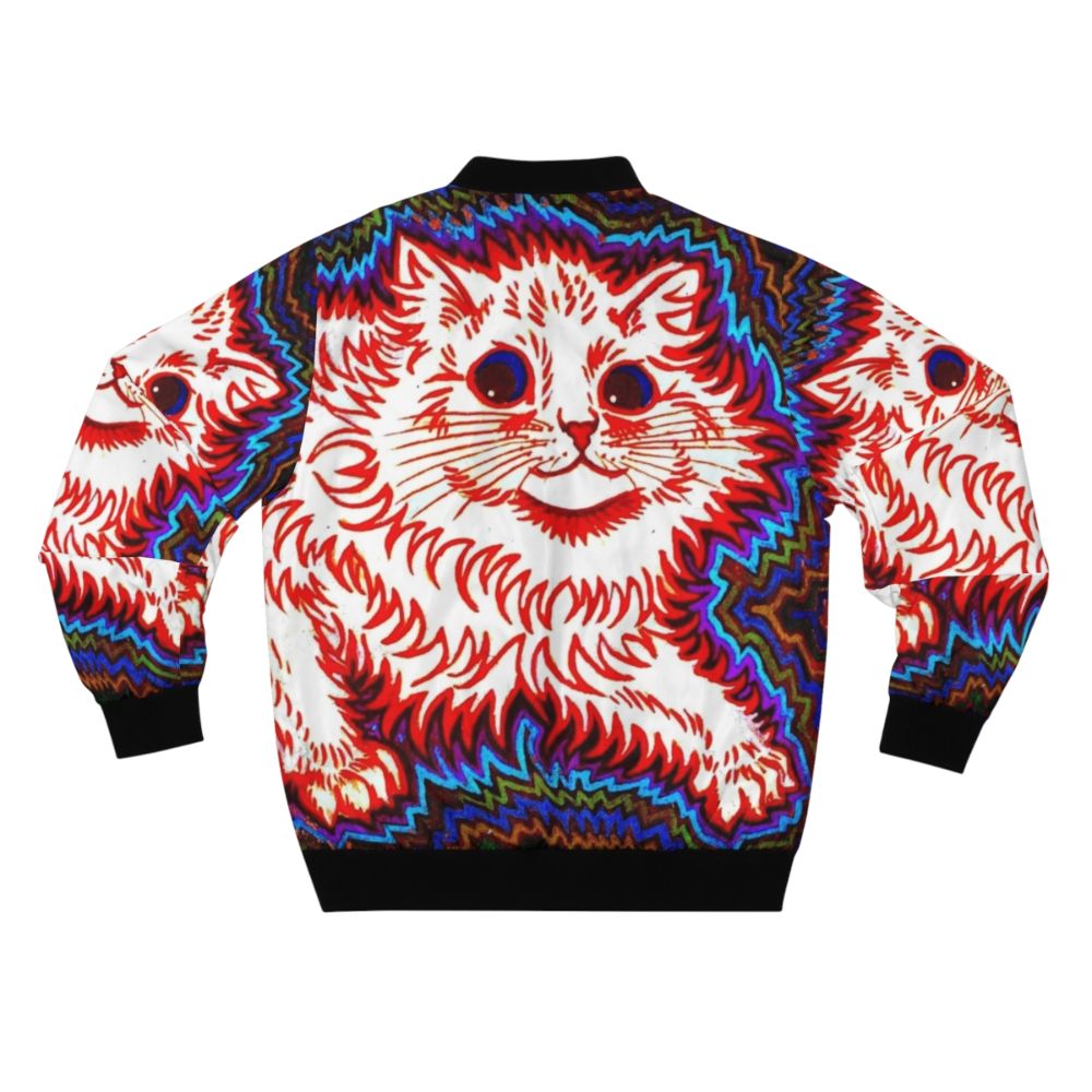 Vintage Louis Wain inspired abstract psychedelic orange cat bomber jacket - Back