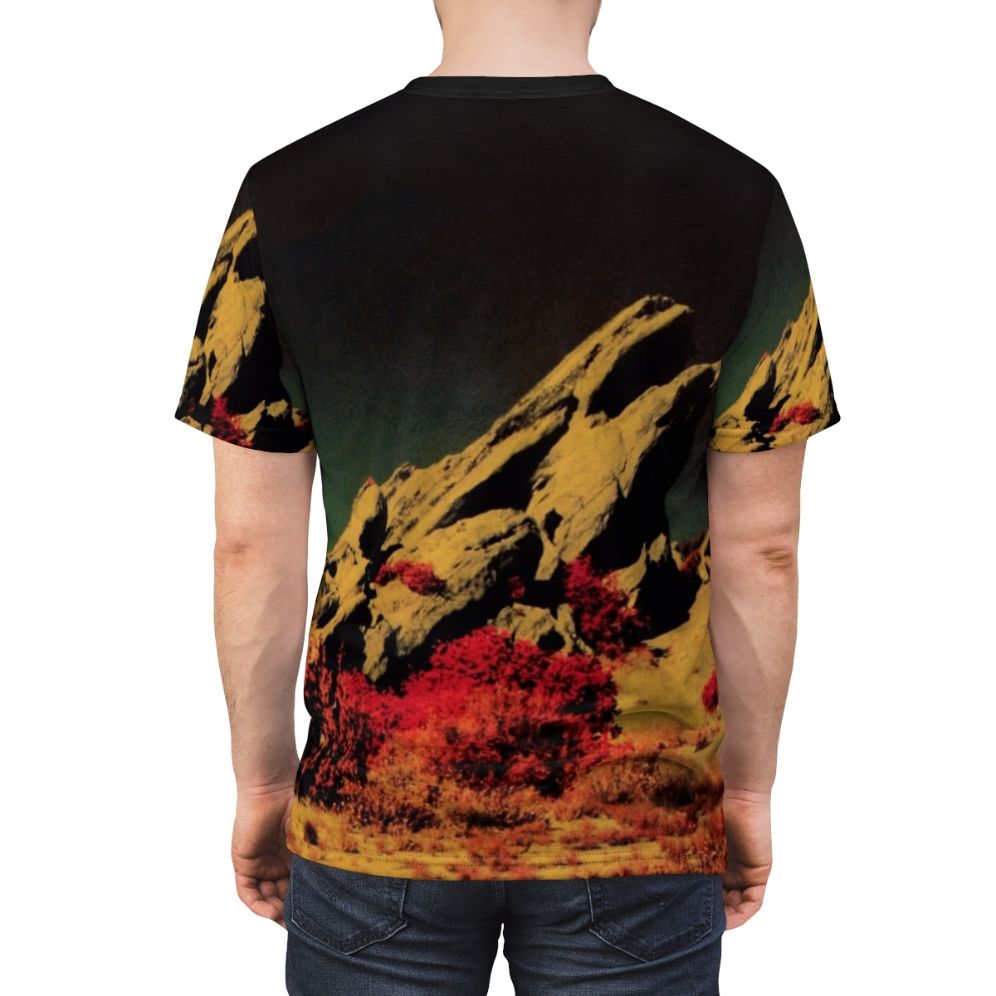 Retro-styled graphic t-shirt featuring a design inspired by the Dark Continent album cover - men back