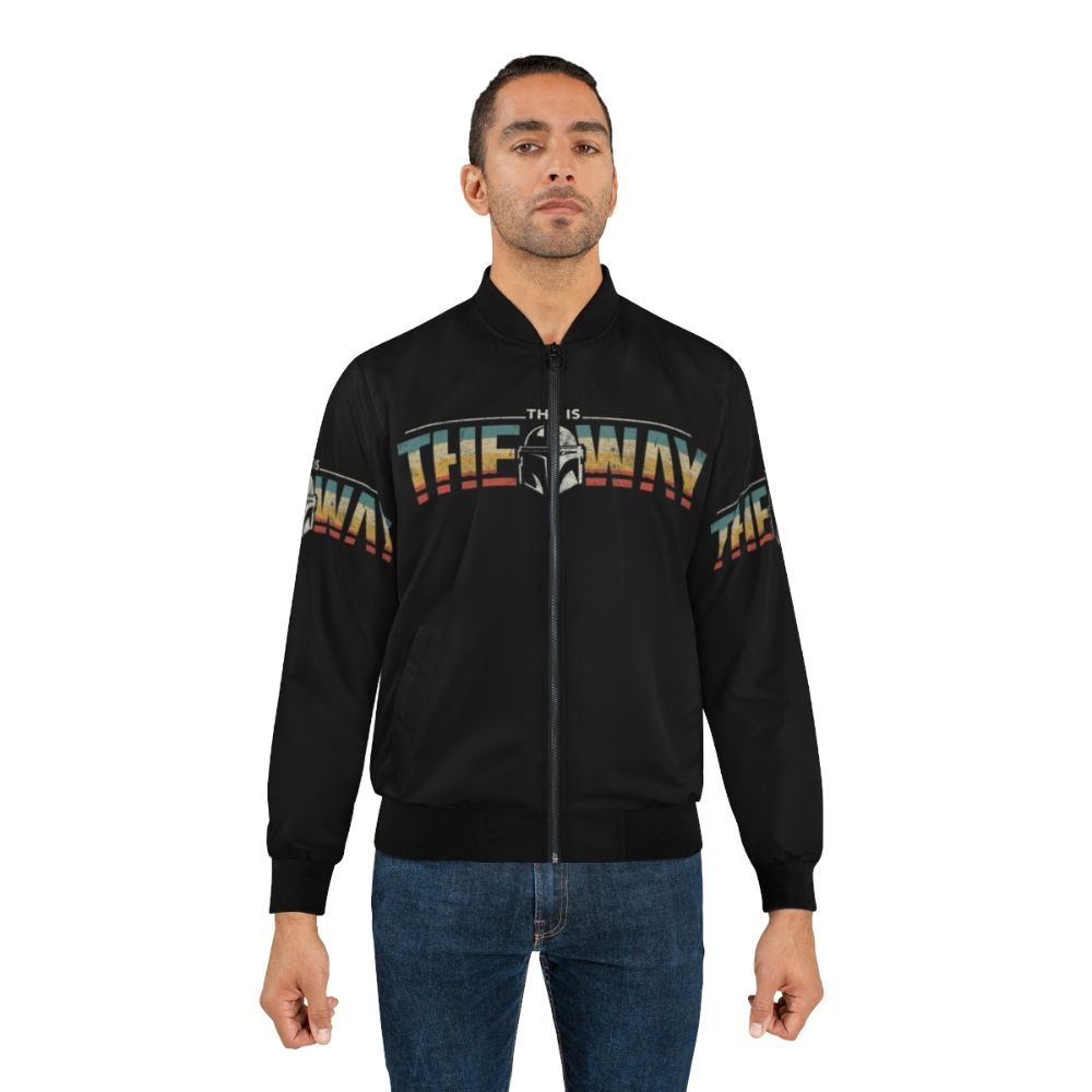 A stylish bomber jacket featuring the "This is the Way" quote and design elements from the Star Wars Mandalorian series. - Lifestyle