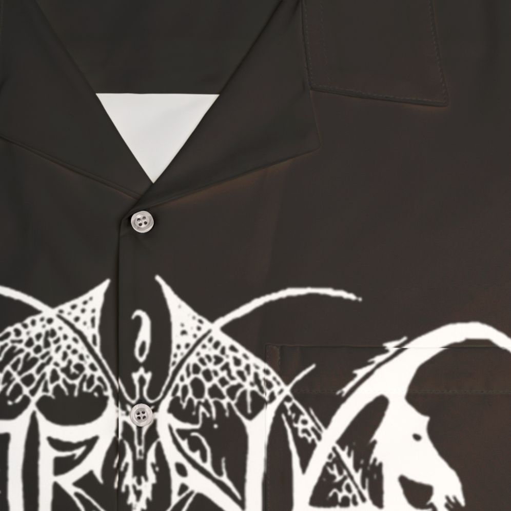 Black Metal Hawaiian Shirt with Horna and Finnish Black Metal Inspired Designs - Detail