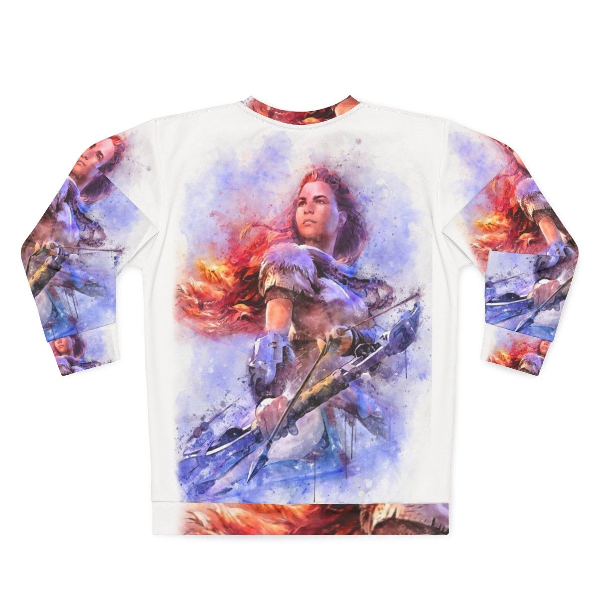 Aloy Watercolor Sweatshirt - Horizon Zero Dawn Gaming Apparel - Back