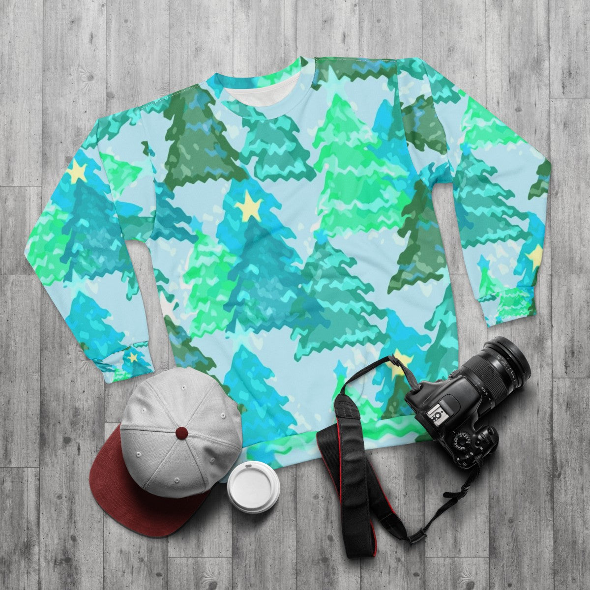 Wintergreen Christmas Trees Sweatshirt - flat lay