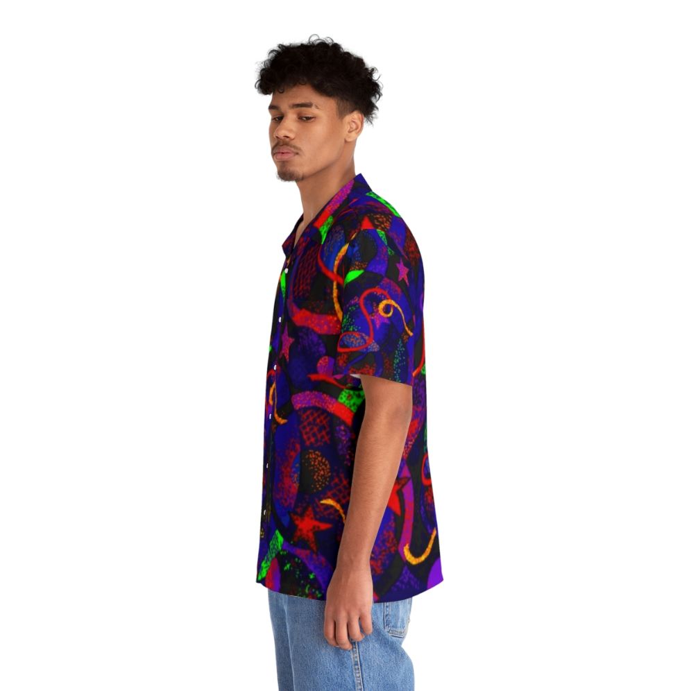 Retro Hawaiian shirt with roller skating and neon patterns - People Left