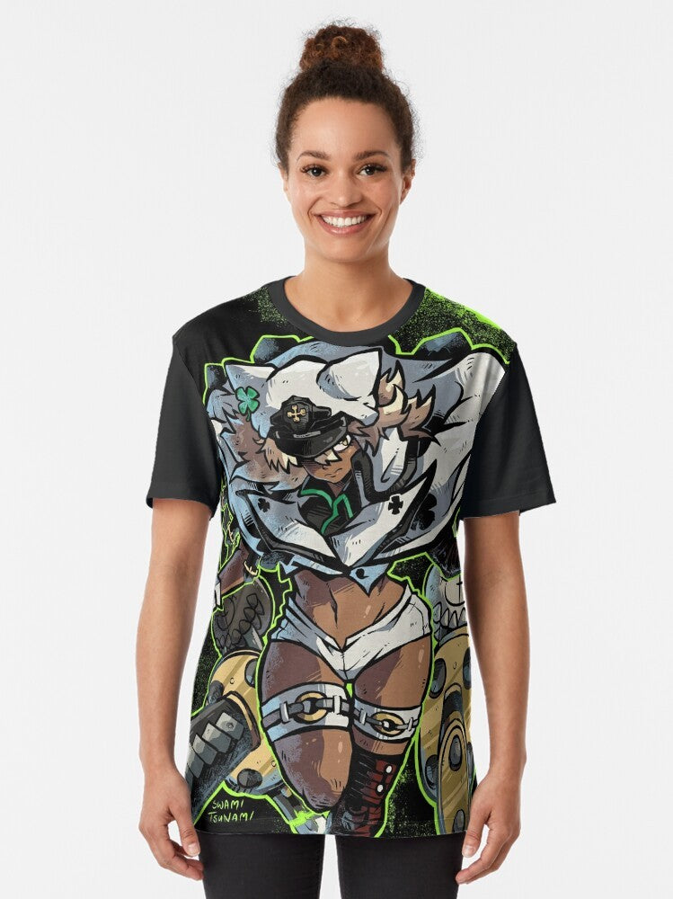 Ramlethal character from Guilty Gear Strive video game printed on a graphic t-shirt - Women