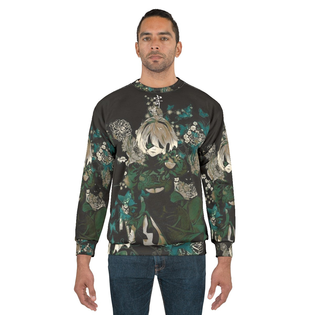 Butterflies and floral fantasy design on a sweatshirt - men