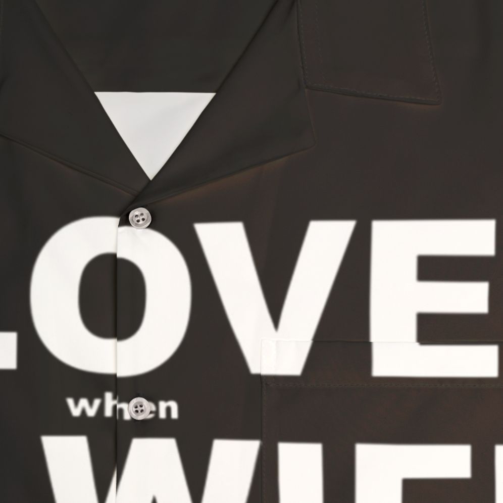 I Love My Wife Hawaiian Cycling Shirt with Biker Humor - Detail