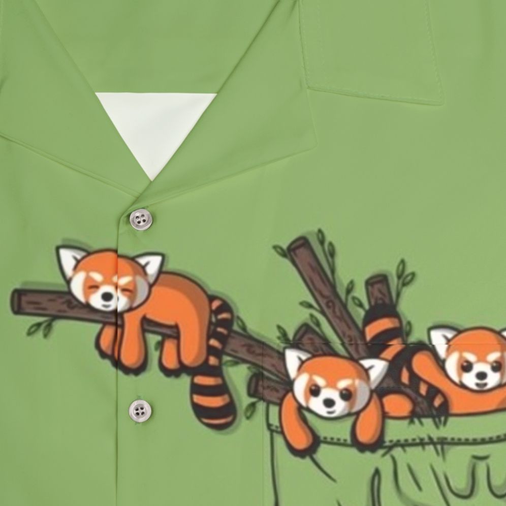 Red panda Hawaiian shirt for children - Detail