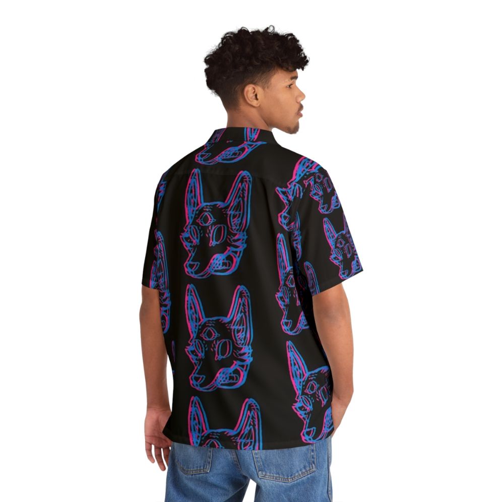 Trippy 3D Space Coyote Hawaiian Shirt - People Back