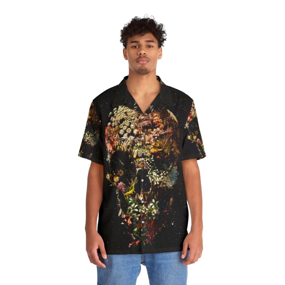 Skull and floral pattern Hawaiian shirt - People Front