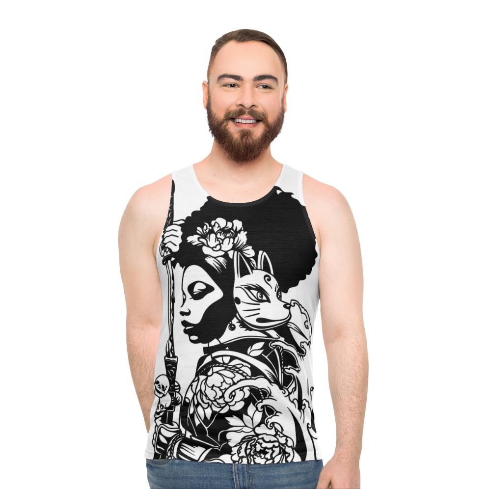 Unisex tank top featuring the design of Afua Asantewaa, a historical figure from black history - men