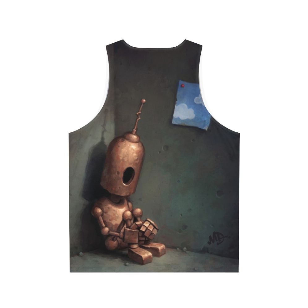 Vintage robot melancholy unisex tank top - Back