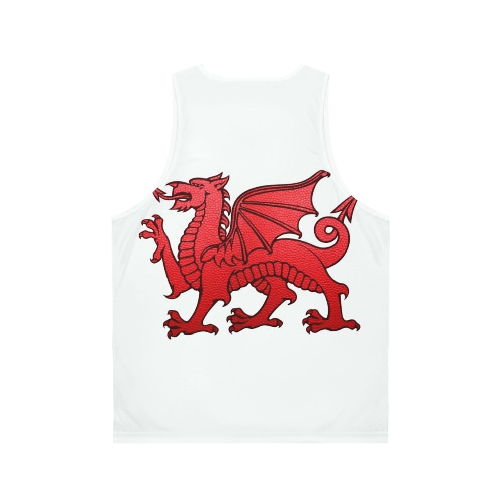 Unisex tank top with Welsh Red Dragon leather texture design - Back