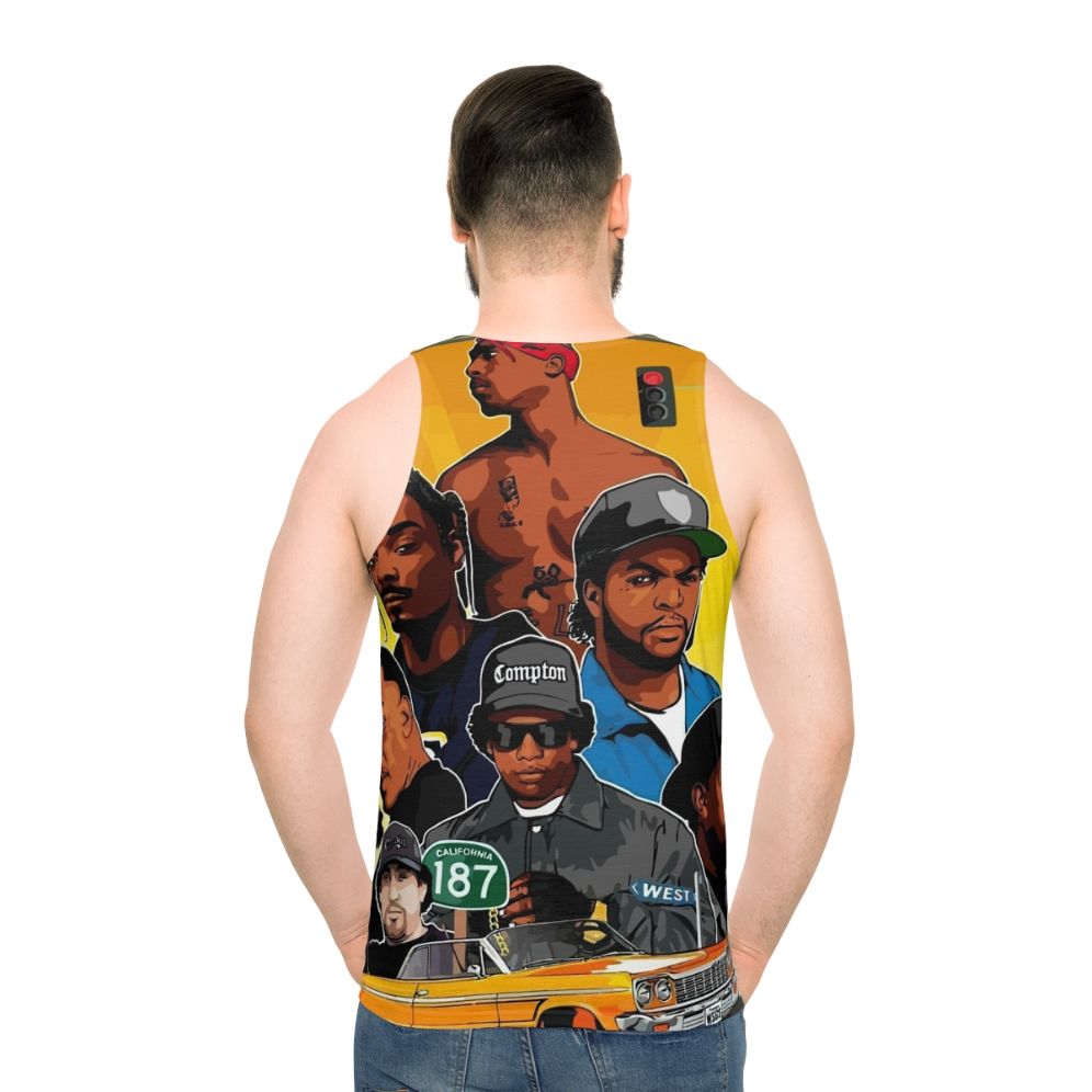 Unisex rap music tank top - men back