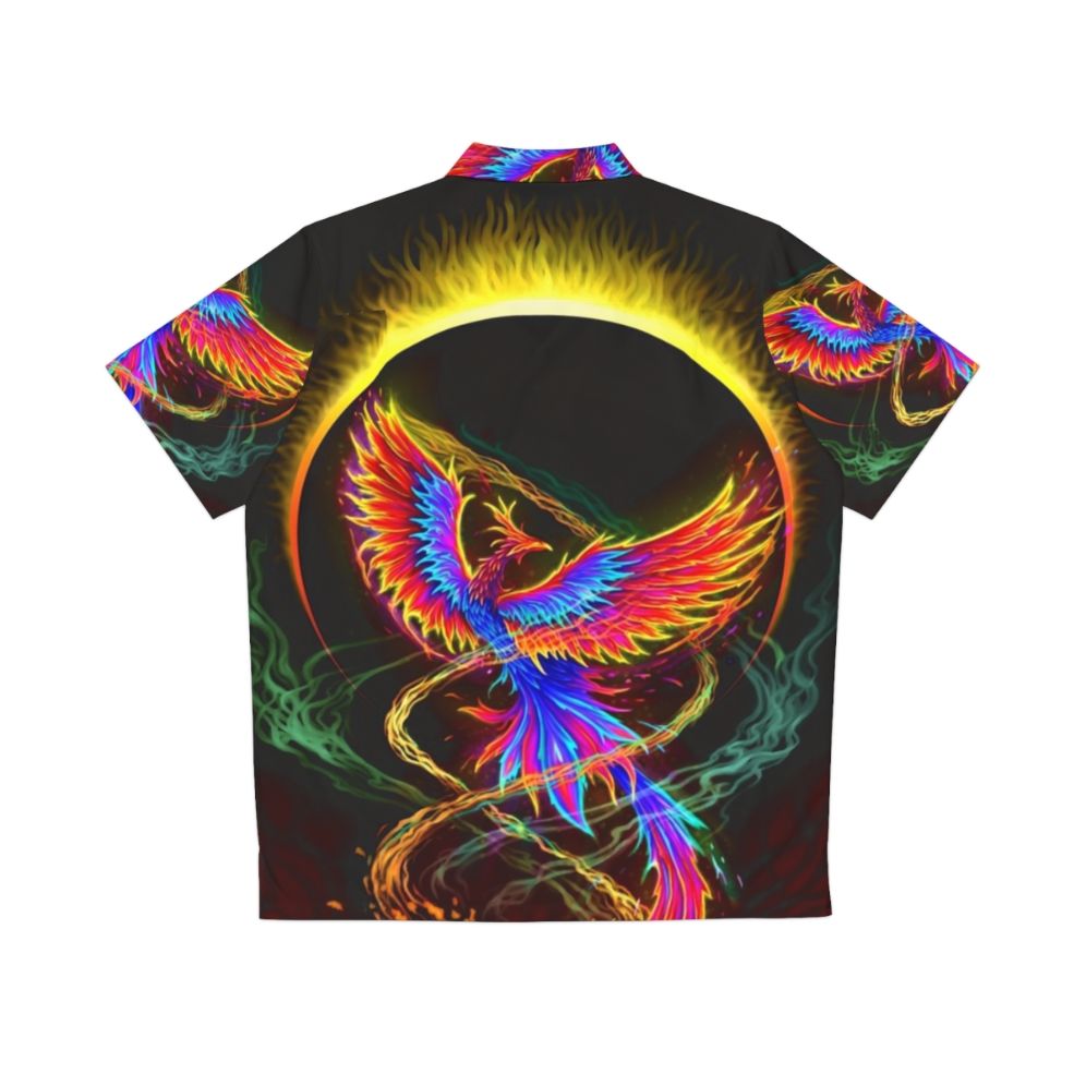 Rising Above Adversity Hawaiian Shirt featuring a phoenix and volcano in a fantasy art style - Back