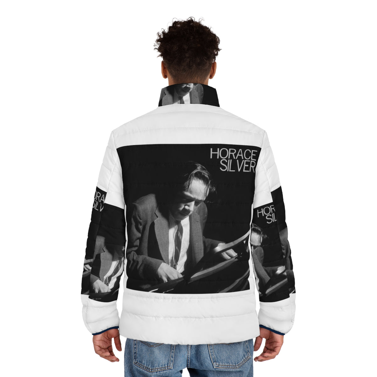 Horace Silver puffer jacket, jazz music inspired - men back