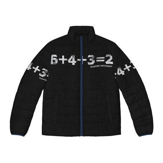 Puffer jacket with various MLB team logos