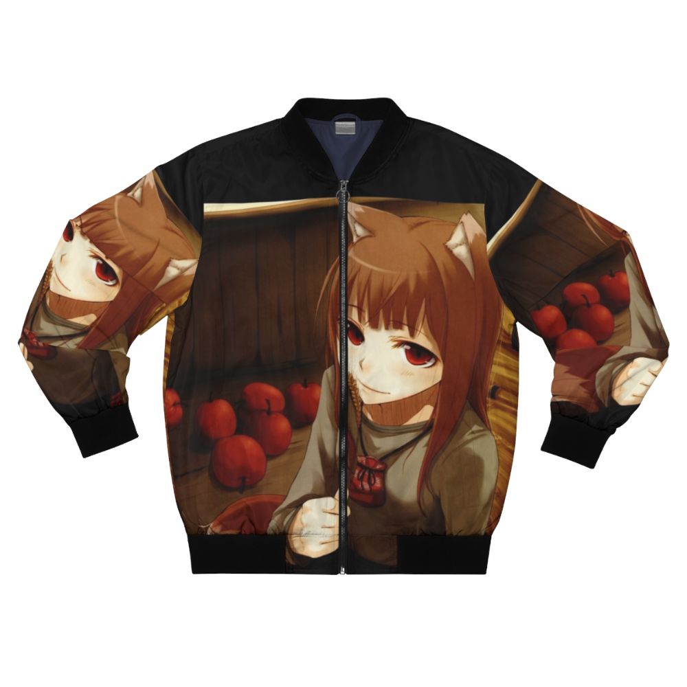 Stylish bomber jacket featuring the beloved anime character Horo from Spice and Wolf