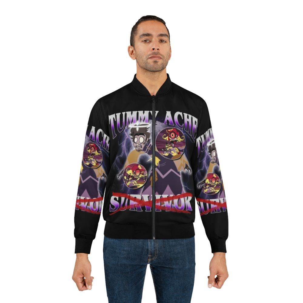 Bomber jacket featuring Adam from Hazbin Hotel with a tummy ache design - Lifestyle