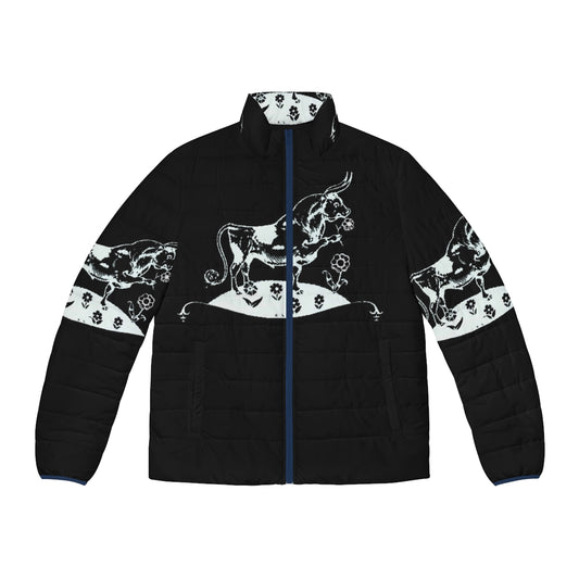 Ferdinand the Bull inspired white puffer jacket for alt rock and indie music lovers