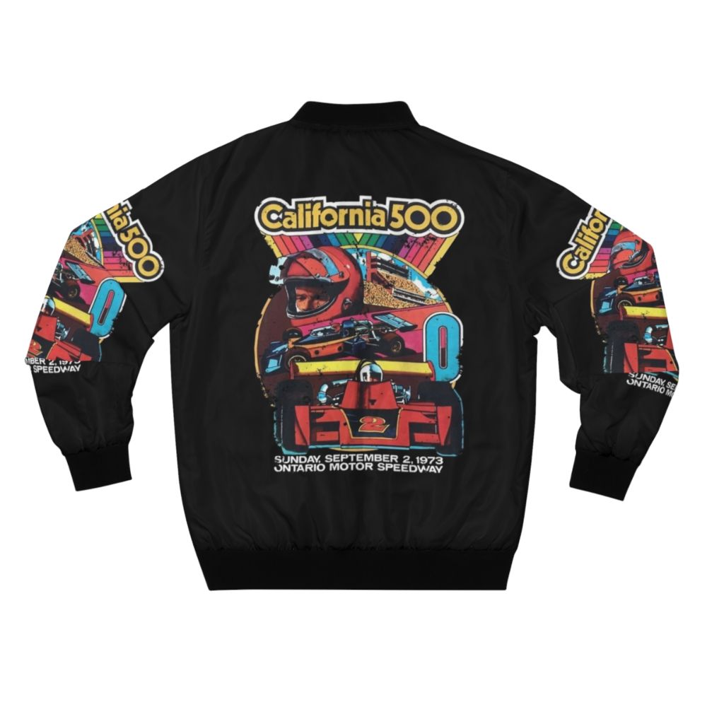 Vintage California 500 Premium Bomber Jacket with racing and classic car graphics - Back