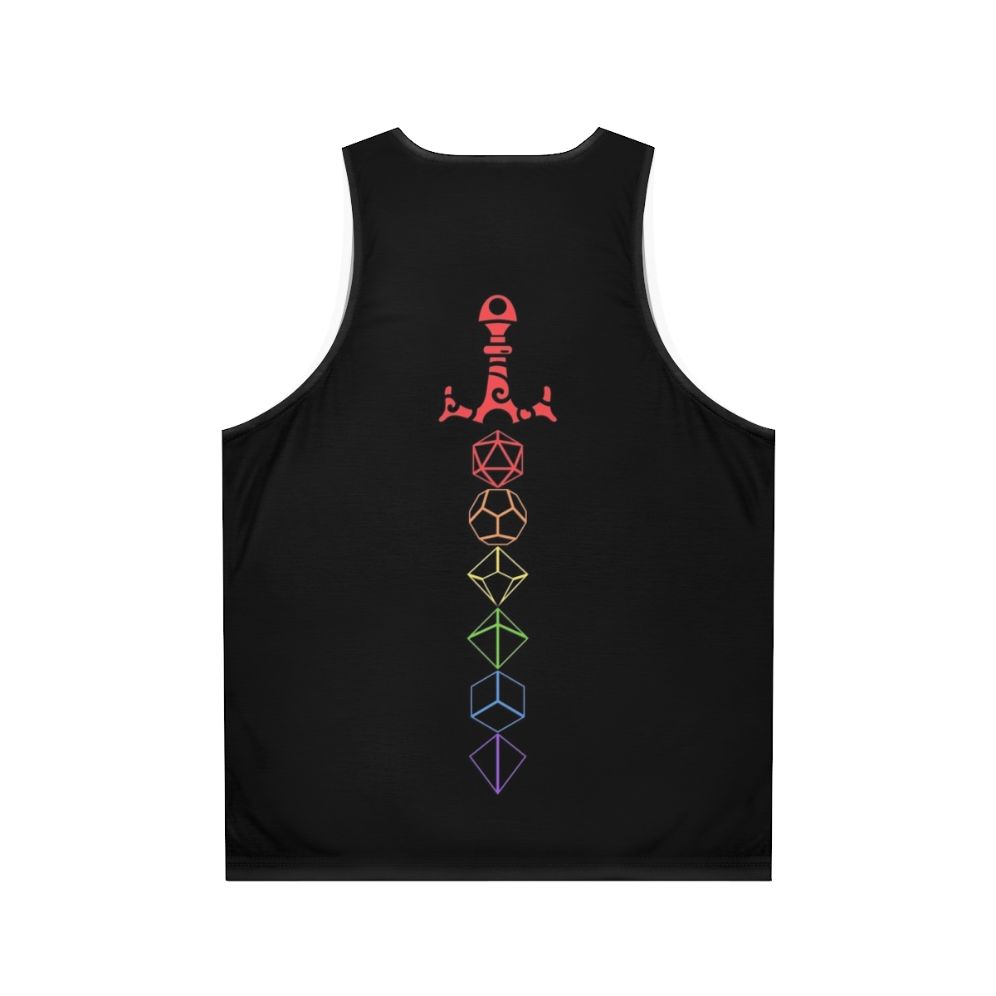 Dice and Sword Tabletop RPG Unisex Pride Tank Top - Back