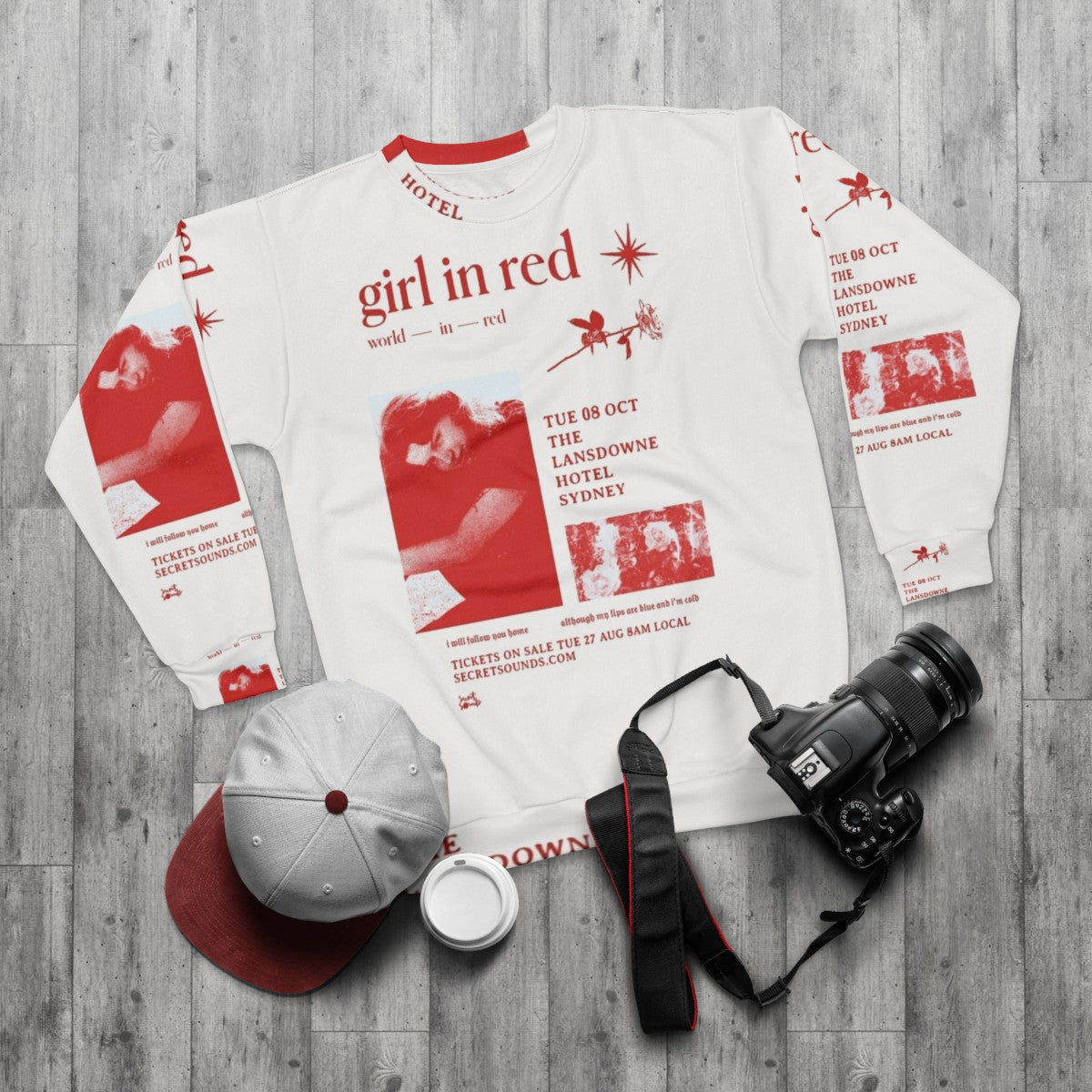 Girl In Red World In Red Tour Indie Pop Sweatshirt - flat lay