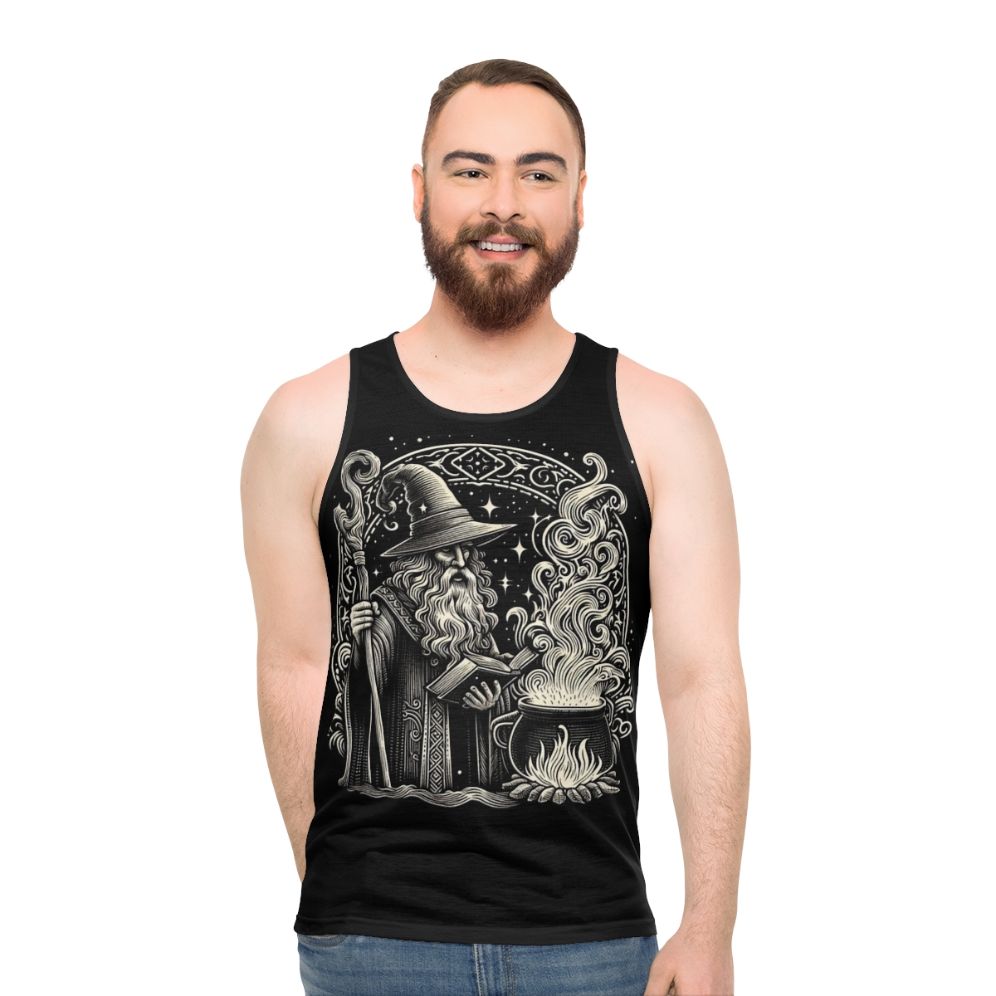 Wizard unisex tank top with magical design - men