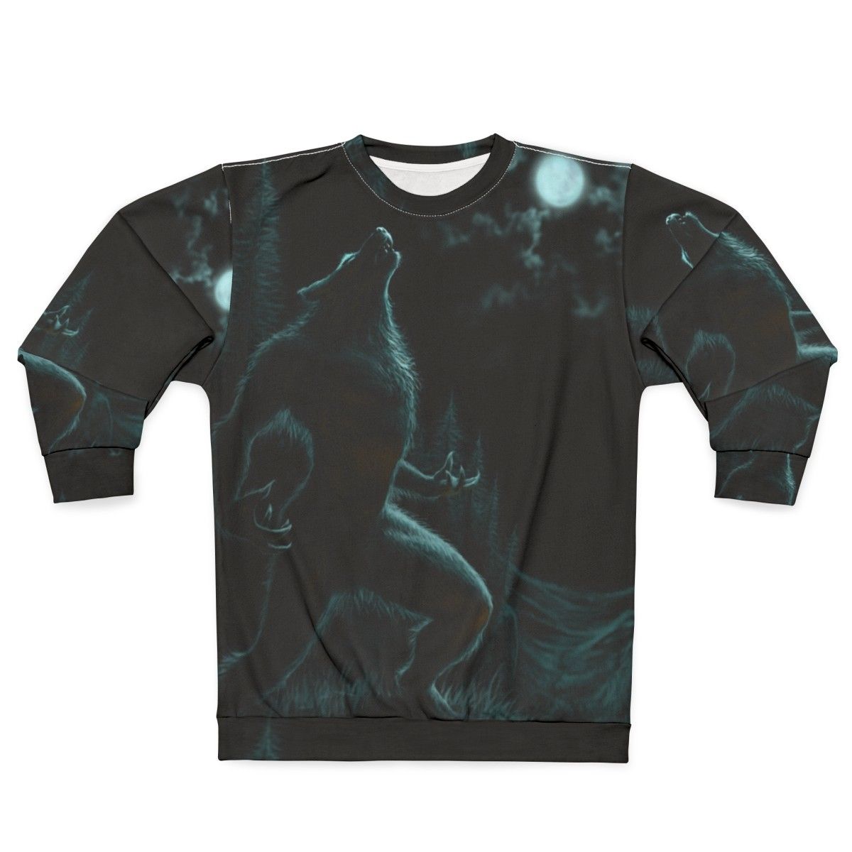 Howl of the Werewolf Sweatshirt featuring a werewolf howling at the full moon