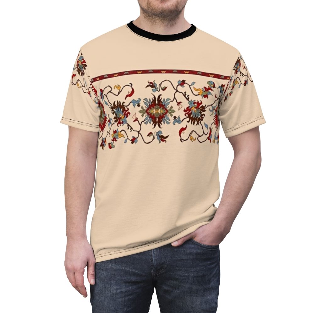 Vibrant t-shirt featuring traditional Armenian art and patterns - men front