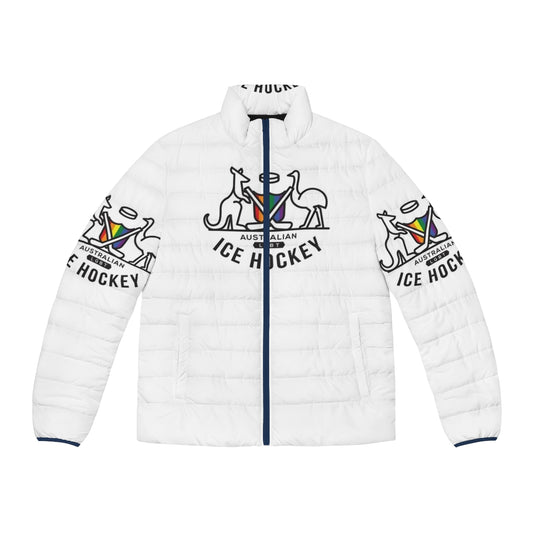 LGBTQ+ Australian Ice Hockey Puffer Jacket with focus keyword 'lgbtq puffer jacket'