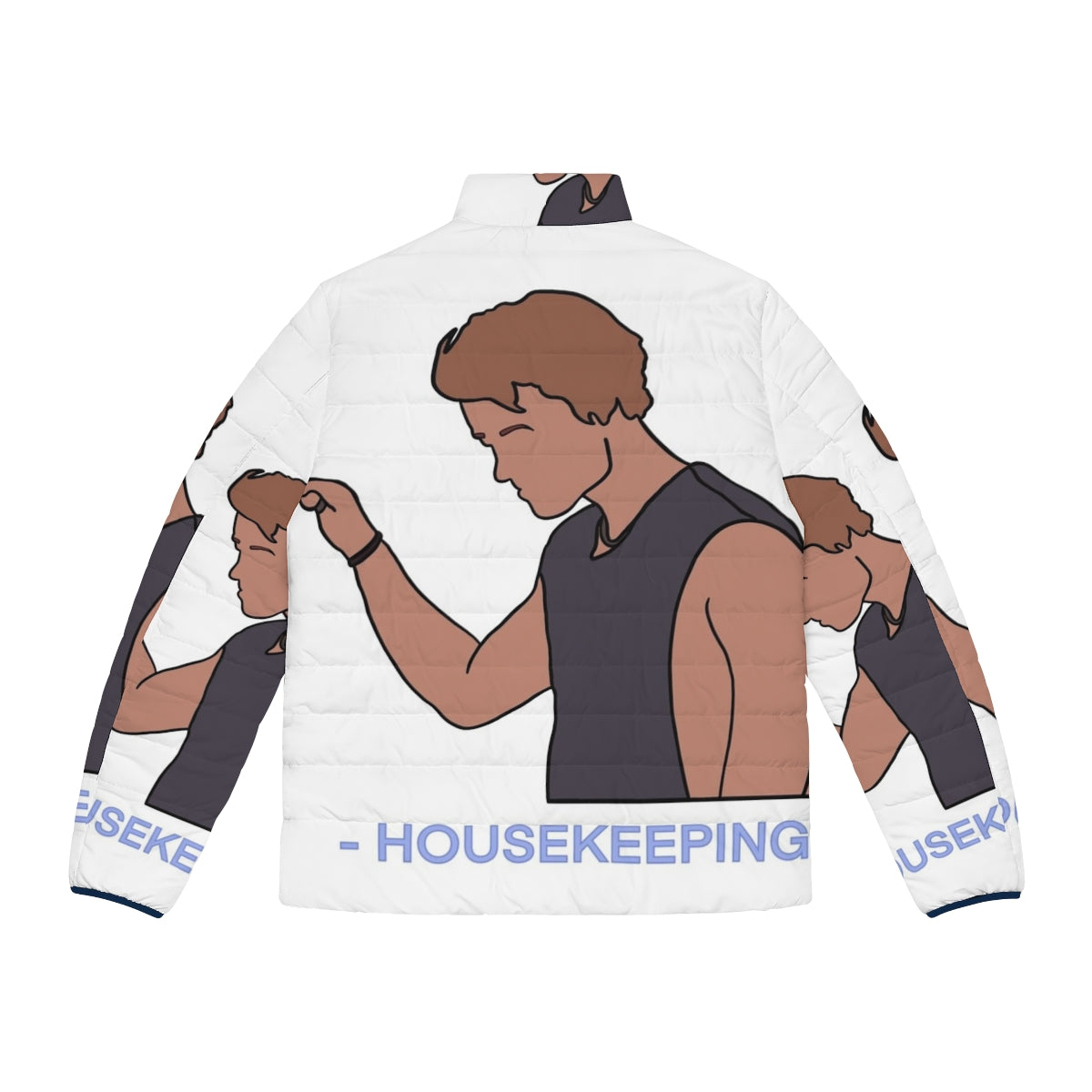 Outer Banks Puffer Jacket featuring Jj's Housekeeping design from the Netflix series - Back