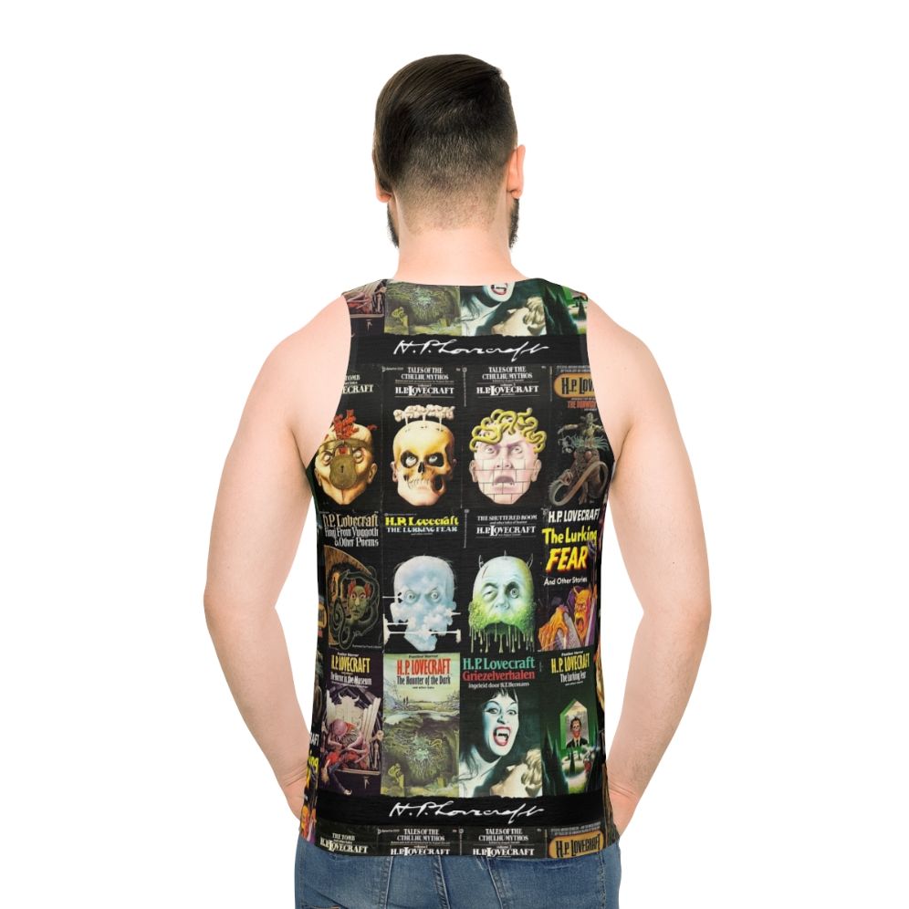 H.P. Lovecraft inspired unisex horror tank top - men back