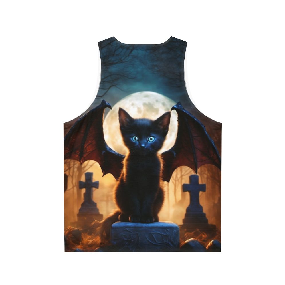 Black cat in a spooky graveyard fantasy artwork - Back