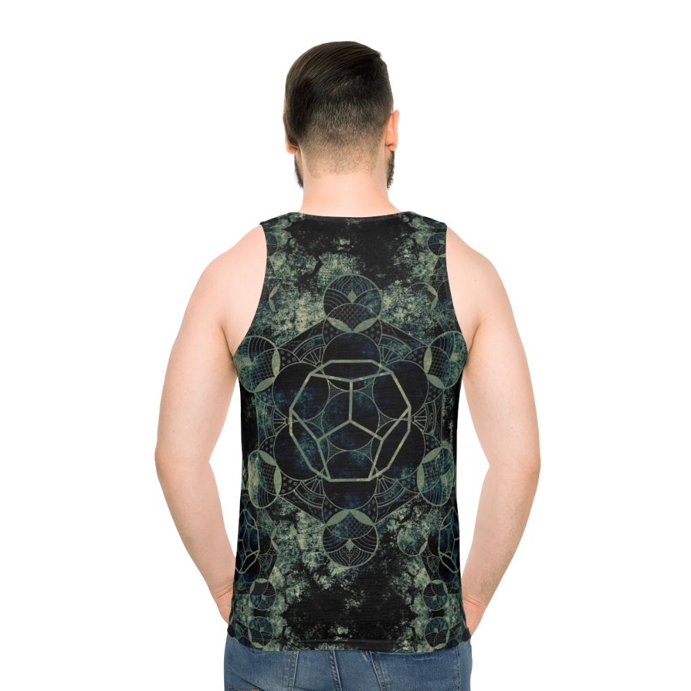 Sacred geometry mandala design on unisex tank top - men back