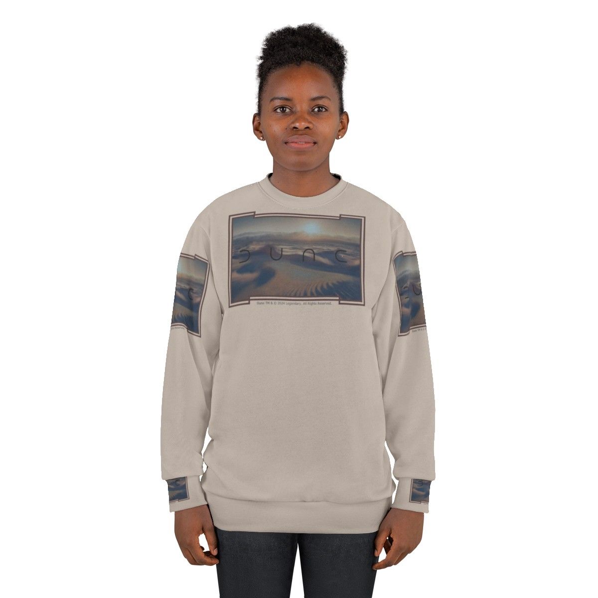 Dune-inspired desert planet sweatshirt with two moons - women